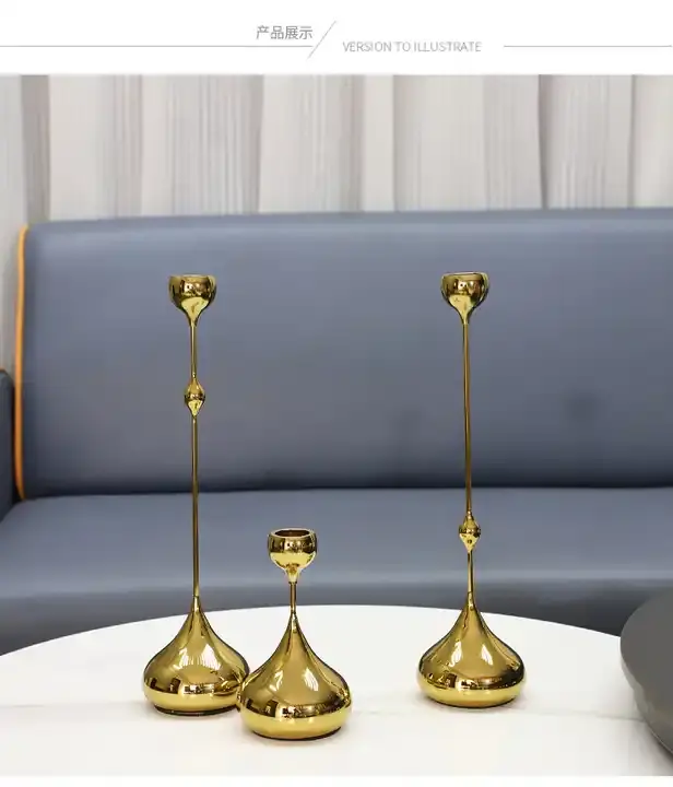 Nuovo Design custom metallo goccia d'acqua candelabro oro argento portacandele tavolo desktop ornamento artistico da lavoro