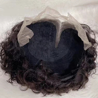 Vente en gros Pixie Cut Court Bouclés Frontal Lace Perruque 100% Cheveux Humains Machine Perruque avec T Lace