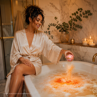 Bombe de bain effervescente personnalisée à l'huile d'amande douce et au cantaloup naturel, parfum fruité, adoucissante, coffret cadeau spa OEM ODM 100g