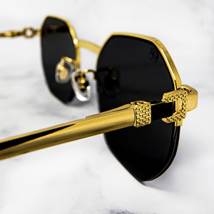 Lunettes de soleil demi-cerclées LMA de qualité supérieure pour hommes et femmes, monture métallique argentée et dorée, verres dégradés UV400, personnalisables, lunettes haut de gamme - Product Image 4