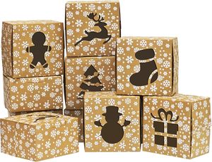 กล่องขนมคริสต์มาสแบบมีหน้าต่างลายเกล็ดหิมะ กล่องกระดาษคราฟท์ขนาดใหญ่สำหรับใส่ขนม ของขวัญวันหยุด ขนมเบเกอรี่ และโดนัท - Product Image 5