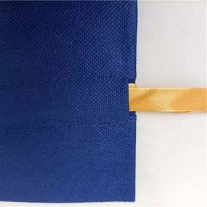 Bolsa con cordón de algodón de lona para regalo con logotipo personalizado para Navidad, bolsa con cordón azul tejido para joyería - Product Image 5