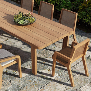 Ferly Sang Trọng Tự Nhiên Gỗ Tếch Bàn Ăn Đặt Cho Ngoài Trời Sân Vườn Đồ Nội Thất Thiết Lập - Product Image 6