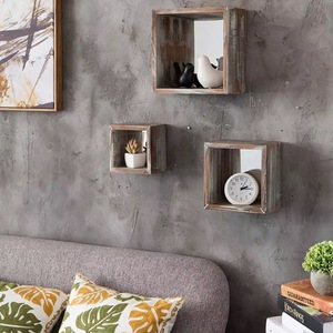 Bộ 3 mộc mạc gỗ bóng hộp vuông nổi hiển thị kệ cho Wall Mount trong phòng khách nhà bếp phòng ngủ khách sạn lưu trữ - Product Image 3