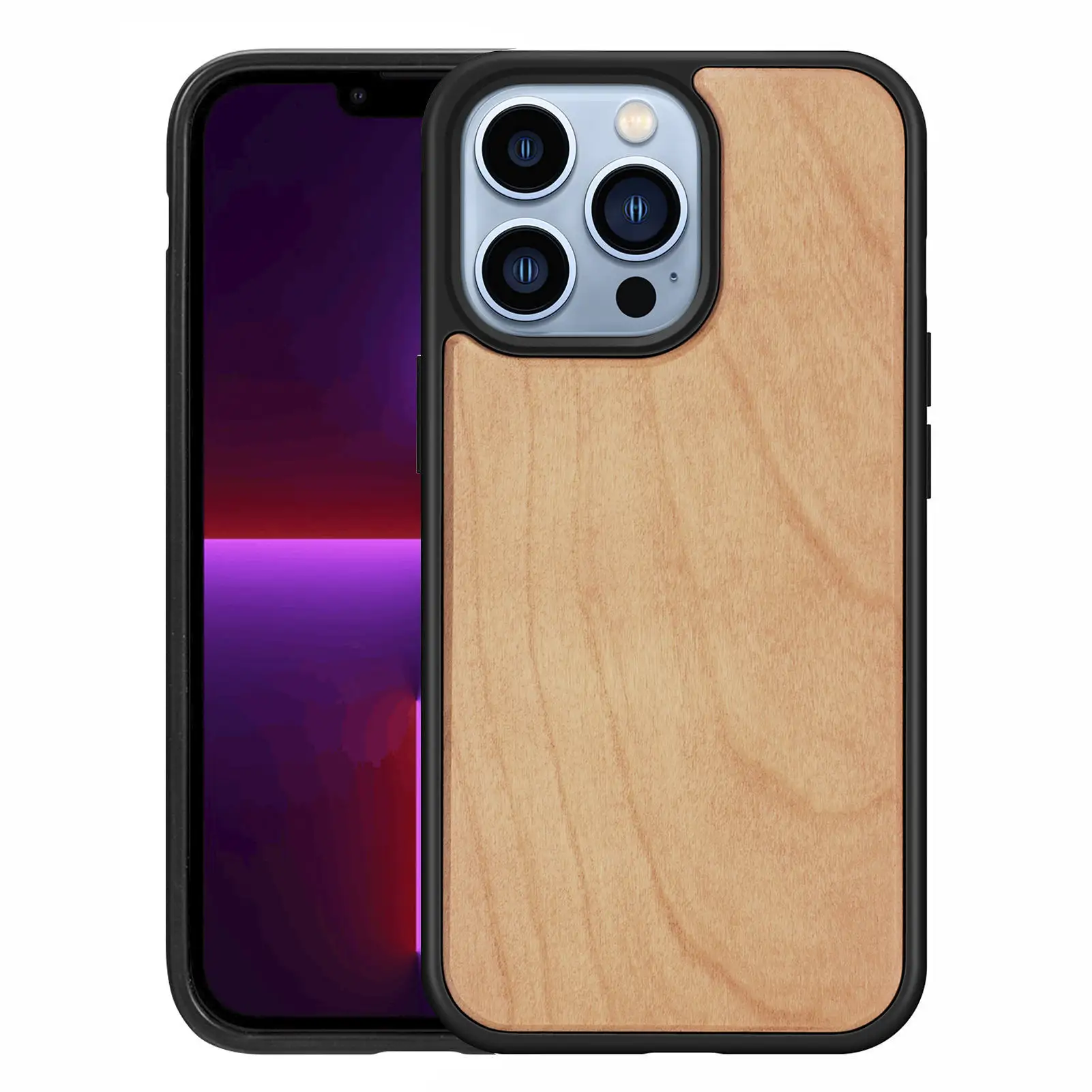 Source manufacturers apply for iphone 14 mobile phone case magnetic wood apple 13Pro solid wood anti-fall shell hard shell