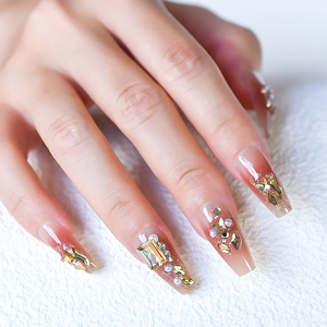 <span class=keywords><strong>Uñas</strong></span> Postizas <span class=keywords><strong>con</strong></span> <span class=keywords><strong>Piedras</strong></span> Brillantes, Perlas, Estilo Lujoso, <span class=keywords><strong>Uñas</strong></span> Acrílicas Largas Tipo Ataúd para Manicura DIY, Salón, Bodas y Citas - Product Image 3