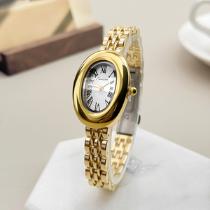 Reloj de Mujer SUNLIFEX con Correa de Acero Ovalada, Estilo Lujoso, Retro Romano, Nuevo y Exquisito Reloj de Mujer Dorado - Product Image 2