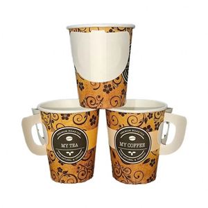 Gobelets en carton à paroi simple de 7 oz avec poignées, personnalisables avec logo, pour café, eau, boissons, pour le bureau, les fêtes, vaisselle jetable - Product Image 4