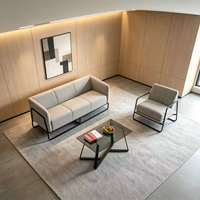 Ensemble de fauteuils de détente modernes à cadre métallique, forme carrée, revêtement en tissu, pour bureau, appartement ou hôtel