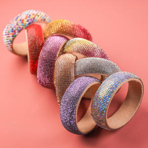 Bracelet souple élastique pour femme, accessoire de costume de danse orientale en soie/coton, coloré, brillant, orné de diamants - Product Image 4