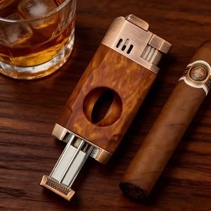 Cigar <b>Lighter</b> Refillable <b>Windproof</b> With V-Cutter All In One For Cigar Smoking - Product Image 1