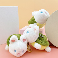Porte-clés en peluche 3D tortue et lapin, pendentif pour sac, jouet mignon et amusant, décoration de sac à dos