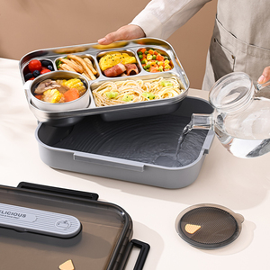 Lonchera Portátil Aislada de Acero Inoxidable 316L — Contenedor de Comida Grande de 6 Compartimentos con Bolsa Aislante - Product Image 4