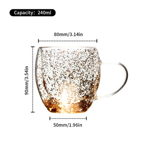 Tazze in Vetro Borosilicato a Doppia Parete Pre-Forate Vuote per <span class=keywords><strong>Caffè</strong></span> con Sabbia Mobile Effetto Globo di Neve, Bicchieri Fai-da-te con Fori, Regali - Product Image 6