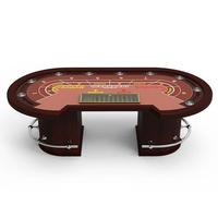 Table de baccarat de casino YH luxueuse en bois massif avec pieds semi-circulaires et pédale en acier inoxydable