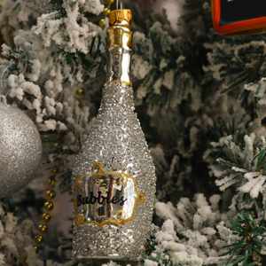 Nuevos Adornos Navideños de Cristal Pintados a Mano con Forma de Botella de Vino - Product Image 6