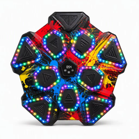 Machine de boxe musicale intelligente 9 cibles améliorée, avec éclairage LED RGB, support mural, 9 modes, batterie 30 jours et gants