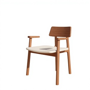 Chaise de salon scandinave moderne en bois avec dossier et accoudoirs solides, design ergonomique pour l'ameublement de la maison - Product Image 1