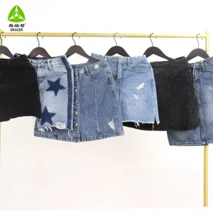 Sorted second hand clothing schoolyard denim skirt summer used clothes suppliers from europe