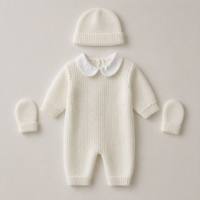 Combinaison pour bébé nouveau-né, combinaison en coton doux personnalisée, ensemble de 3 vêtements, pull, gants, chapeau, tenues pour bébés garçons et filles, unisexe