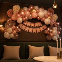 Kit d'arche de guirlande de ballons rose or avec bannière Joyeux Anniversaire et décoration de gâteau pour la décoration de fond de fête