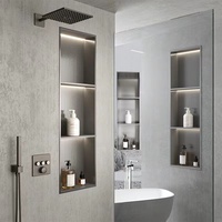 Étagère de douche murale en métal nickel brossé noir, or et blanc, simple ou double, en acier inoxydable 304 pour salle de bain