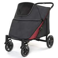 Poussette pliable multi-niveaux à 4 roues en aluminium grande capacité pour animaux de compagnie (chats et chiens) – Capacité de charge 20 kg, sac amovible