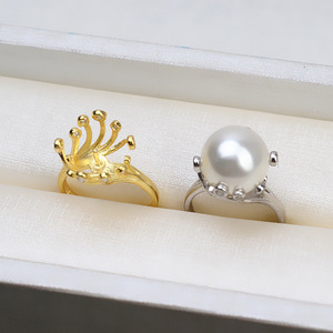 Bague ajustable en argent S925 Wenchi pour femme, bijoux avec perle 10-11, accessoires DIY, modèle incrusté de perles 16889 Chine - Product Image 4