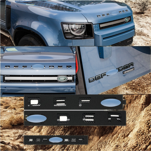 Emblema 2020 <span class=keywords><strong>DEFENDER</strong></span> Offroad Rediy Distintivo Nero in Fibra di Carbonio Adesivo con Logo ABS per Cappuccio anteriore per Auto - Product Image 2