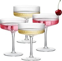 Copas de Cóctel Elegantes de Diseño Clásico Vintage de 300 ml, con Borde Acordonado, Aptas para Alimentos, Libres de BPA, Ecológicas, con Tallo Largo, para el Hogar y Fiestas