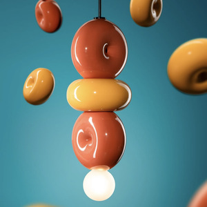 Contemporary Ceramic Multicolored Pendant Lamp With Novelty Shade <b>LED</b> Wall <b>Light</b> <b>For</b> Living <b>Room</b> - Product Image 2