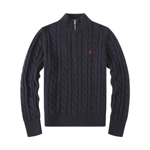 Luxe hiver décontracté broderie Logo classique affaires 1/4 demi fermeture éclair manches longues ajustement tricot <span class=keywords><strong>pull</strong></span> <span class=keywords><strong>pull</strong></span> <span class=keywords><strong>pull</strong></span> pour hommes garçon - Product Image 3
