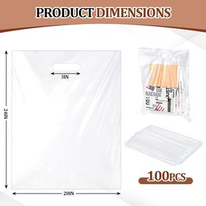 Sacs de courses en plastique transparent 20x24 pouces, épaisseur 2 mils, avec poignées, pour usage commercial en gros - Product Image 3