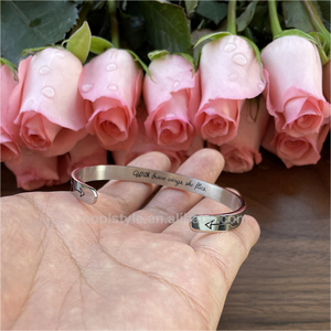 Brazalete de acero inoxidable para mujer, joyería inspiradora con mensaje personalizado, grabado con alas <span class=keywords><strong>Brave</strong></span> - Product Image 6