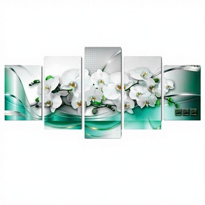 Prix Fabricant Fleurs Vertes 5 Pièces Impression HD <span class=keywords><strong>Paysage</strong></span> Moderne Aquarelle <span class=keywords><strong>D</strong></span>écoration Murale pour la Maison - Product Image 5