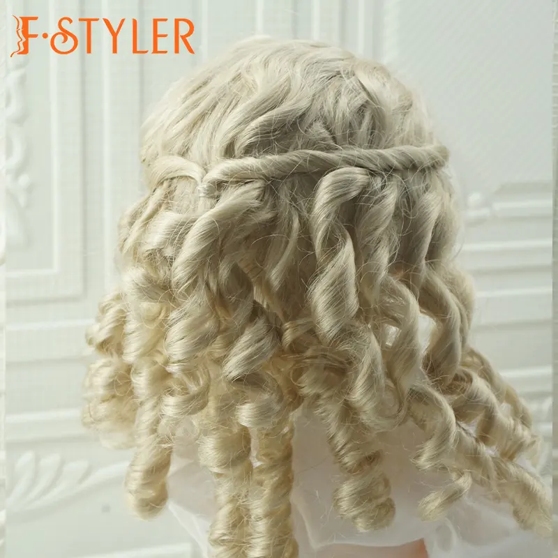 FSTYLER rambut boneka kepangan pendek sintetis Mohair wig sintetis aksesoris wig boneka grosir penjualan jumlah besar untuk BJD 1/4 1/3 1/6