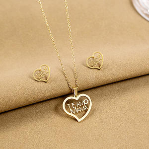 X904 Juego de pendientes de collar de acero inoxidable para el día de la madre Colar de ACO inoxidavel Brincos para o Dia <span class=keywords><strong>das</strong></span> - Product Image 3