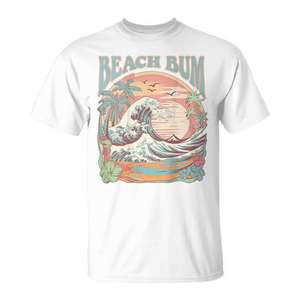 Camiseta Beach Bum Surf Wave Tropical Sunset, talla mediana, unisex, cuello redondo, manga corta, para adultos - Product Image 1