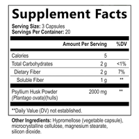 Complément alimentaire en gélules de fibres alimentaires solubles de Psyllium Vegan 2000mg certifié GMP, marque privée OEM, pour la santé digestive et cardiaque