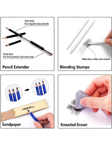 Bview Durable Art 48-PCS Set da disegno Kit di matite da disegno professionali Sketching Charcoal Pencil temperamatite Art Set con borsa - Product Image 6