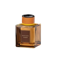 Diffuseur de parfum d'ambiance de luxe 150 ml à bâtonnets, huile végétale, pot en verre rouge avec bouchon doré, longue durée