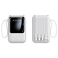 Power Bank dengan layar LED 10W Output tipe-c USB & ABS bahan plastik 4 kabel Built-in dapat disesuaikan 10000mAh Mini portabel