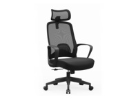 Chaise de bureau ergonomique à dossier haut avec appui-tête 2D, soutien lombaire réglable, maille respirante, noire, avec vérin à gaz