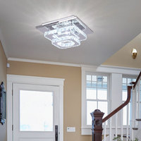 Plafonnier LED carré minimaliste de luxe moderne à 2 couches Lustre en cristal à 2 couches pour la décoration intérieure Lustres et lampes suspendues