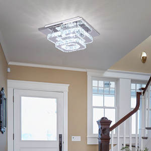 Lampadario a 2 strati con plafoniera quadrata a LED a 2 strati in cristallo minimalista di lusso moderno per la decorazione della casa lampadari e luci a sospensione - Product Image 2