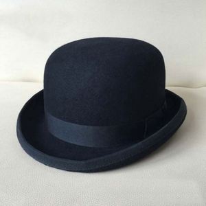 High Quality Wool Felt Hat Unisex Black Vintage 100 Wool Bowler Hat - Product Image 1