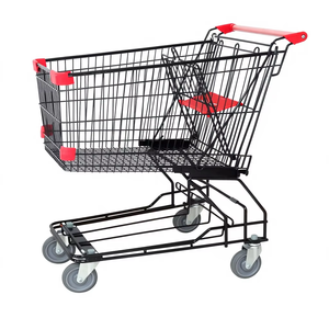 MOQ 100 PCS Zinc + Clear Coating 135L Asian Style Supermarket Shopping Trolly, <strong>Steel</strong> <strong>Push</strong> <strong>Cart</strong> - Product Image 1