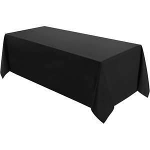 Custom Print logo <b>Rectangle</b> Black Polyester <b>Tablecloths</b> Party Banquet Wedding Stretch Spandex 6ft Table Cover Table Cloths - Product Image 1
