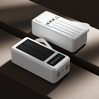 Banque d'alimentation solaire d'extérieur avec écran LED, charge rapide, micro USB, 4 câbles intégrés, cordon, lampe torche LED lumineuse pour le camping, chargeur solaire