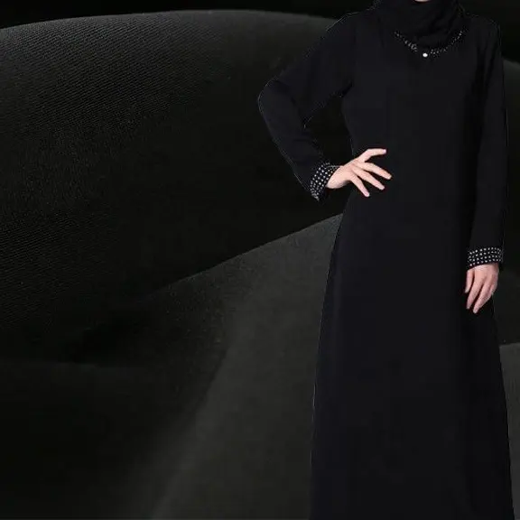 Wholesale 100% Polyester Arab Muslim Formal Korean Black Muslim Fabric for Nida Abaya Fabric